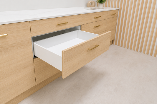 SOFT CLOSING Alto slim, drawer side height 135mm (MATT WHITE) NL 270-550mm