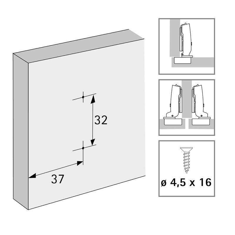 Hettich - Mounting Plate With Direkt Height Adjustment DOWEL WITH SCREW