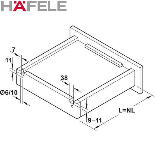 Häfele Matrix Runner (UMA30) full extension, synchronised running action SOFT CLOSING