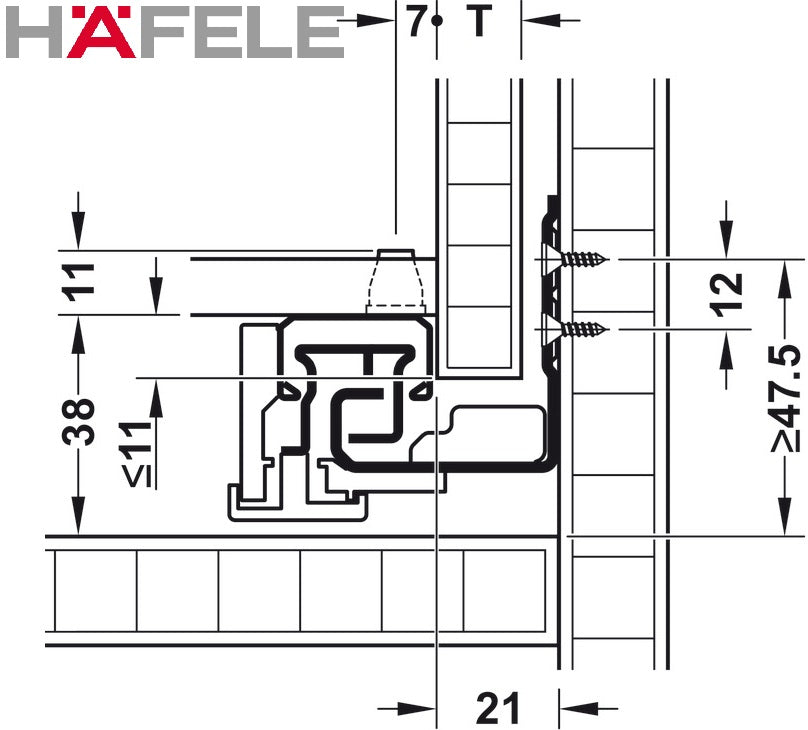 Häfele Matrix Runner (UMA30) full extension, synchronised running action SOFT CLOSING