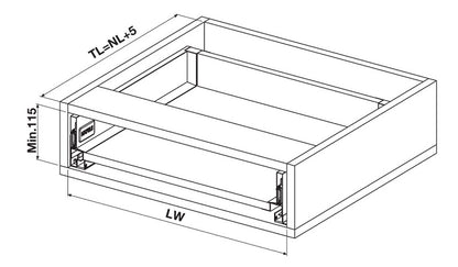 Alto Slim Wall Drawer Set 84mm High (MATT WHITE) NL 270-550mm