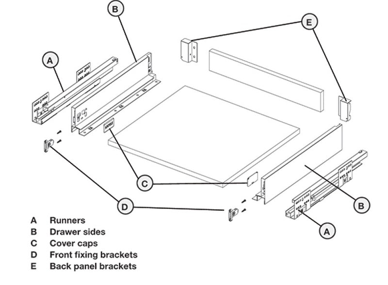 Alto Slim Wall Drawer Set 84mm High (MATT WHITE) NL 270-550mm