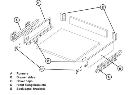 Alto Slim Wall Drawer Set 84mm High (MATT WHITE) NL 270-550mm