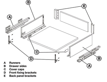 Alto Slim Wall Drawer Set 135mm High (MATT WHITE) NL 270-550mm