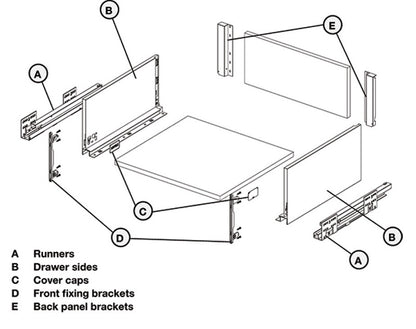 Alto Slim Wall Drawer Set 199mm High (MATT WHITE) NL 270-550mm