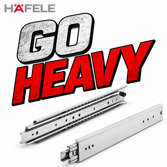 Hafele HEAVY DUTY Steel Ball Bearing Full Extension Runners WITH HOLD IN FEATURE