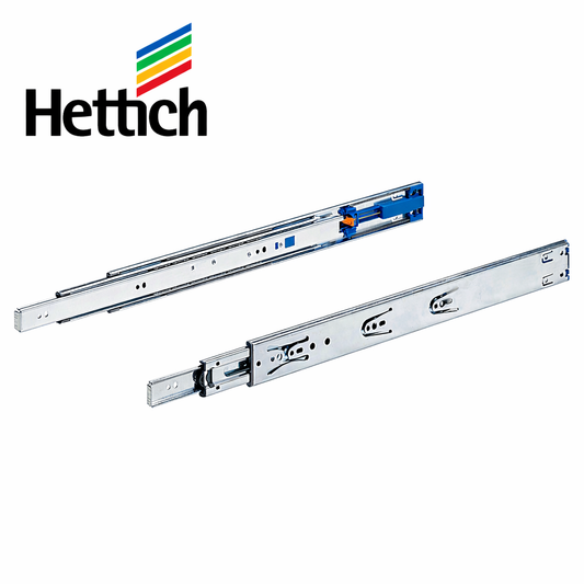 HETTICH BALL BEARING SOFT CLOSE SLIDES 45KG LOAD (SIDE MOUNTED)