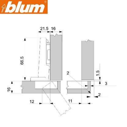 BLUM 110 DEGREE FULL OVERLAY SOFTCLOSE (45x9.5mm)