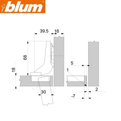 BLUM 110 DEGREE FULL INSET SOFTCLOSE (45x9.5mm)