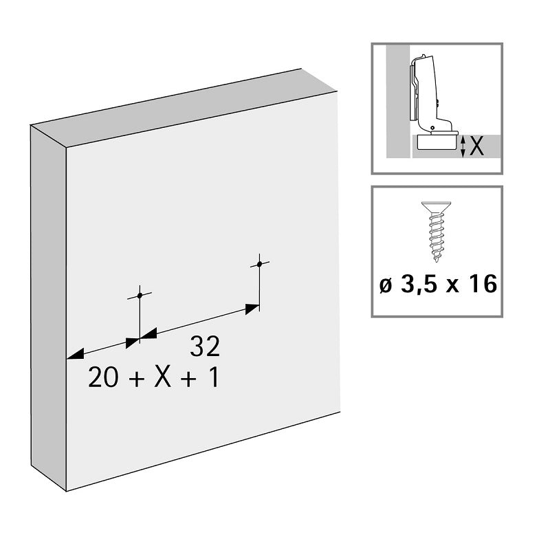 Hettich - Linear Mounting Plate SREW IN