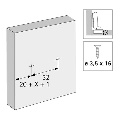 Hettich - Linear Mounting Plate SREW IN