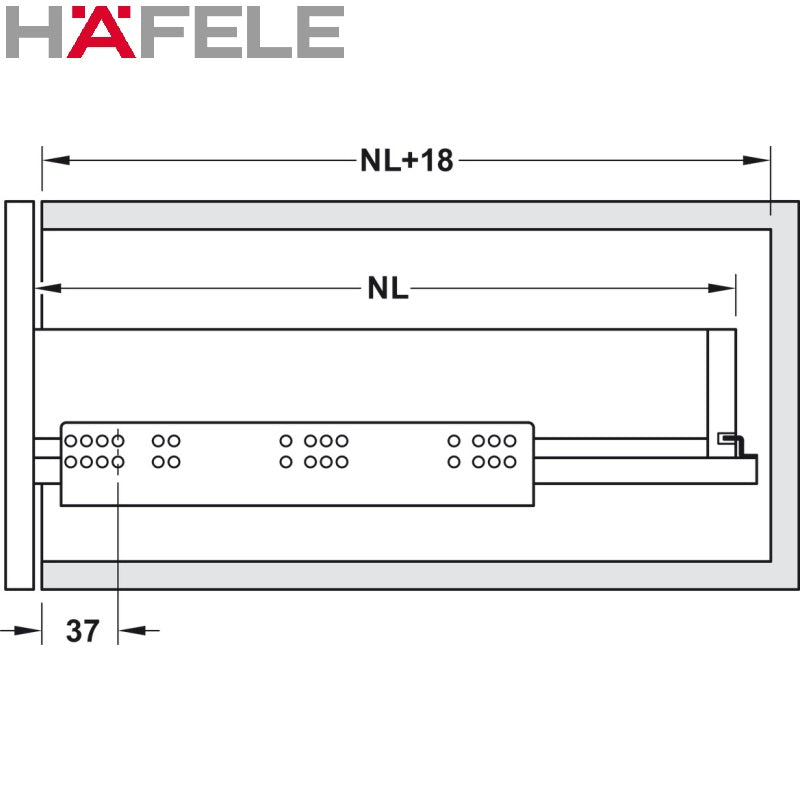 Häfele Matrix Runner (UMA30) full extension, synchronised running action SOFT CLOSING