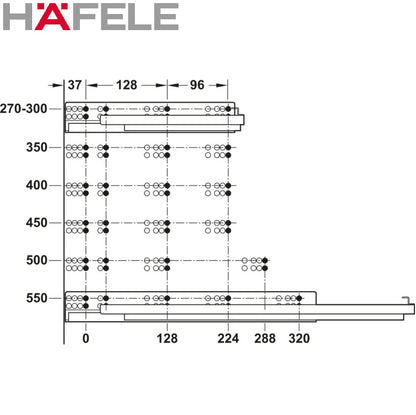 Häfele Matrix Runner (UMA30) full extension, synchronised running action SOFT CLOSING