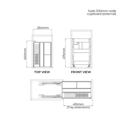 Shearer CRYSTAL Pull Out Kitchen Cupboard Organiser 300mm - 400mm CABINET