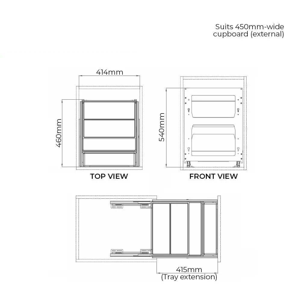 Shearer LUXE Pull Out Kitchen Cupboard Organiser 300mm - 450mm CABINET