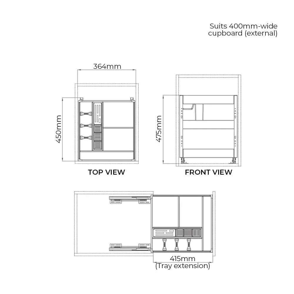 Shearer CRYSTAL Pull Out Kitchen Cupboard Organiser 300mm - 400mm CABINET