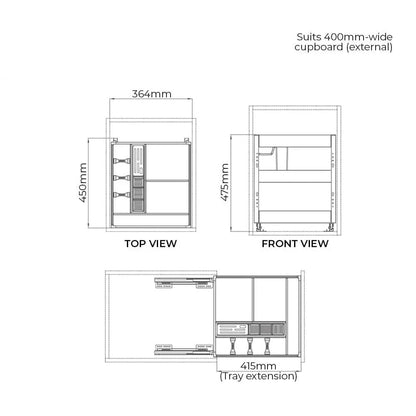Shearer CRYSTAL Pull Out Kitchen Cupboard Organiser 300mm - 400mm CABINET